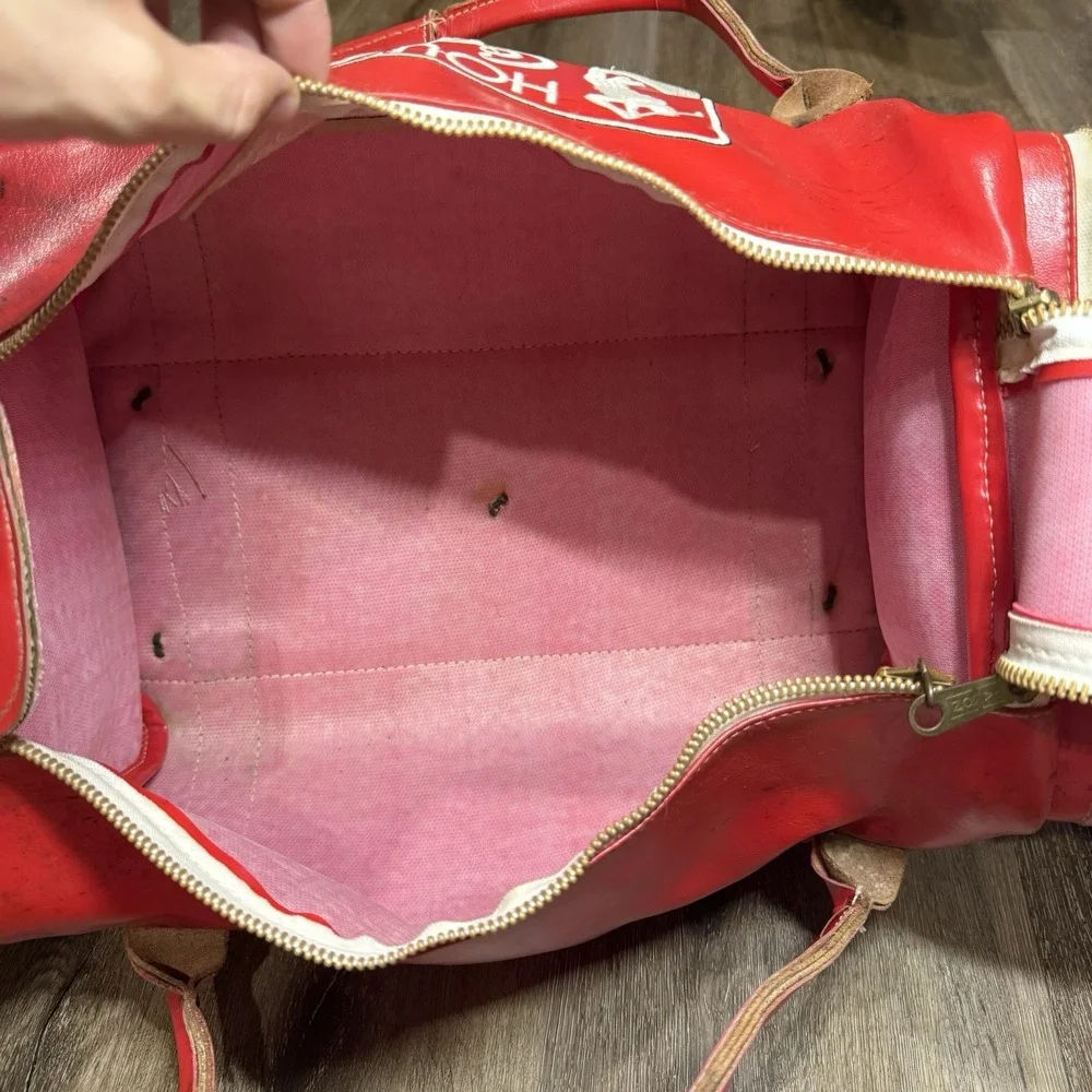 Vintage Houston Open‎ Golf Coca Cola Leather Duffel Bag Red White 50s 60s Talon